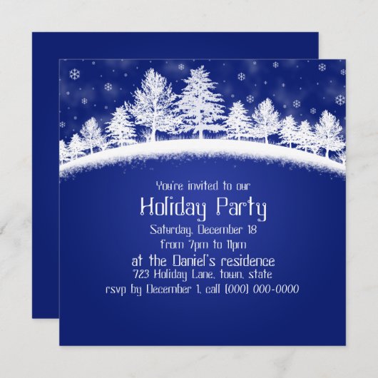 kerstfeestdagen blauw en wit kaart (Voorkant / Achterkant)