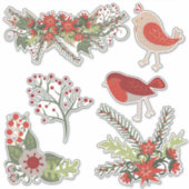 kerstfeestdagen bloemen sticker (Voorkant)