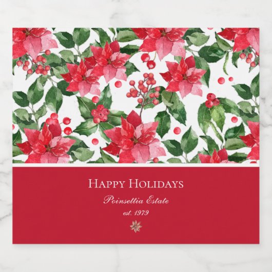 kerstFeestdagen Gepersonaliseerd Poinsettia Patroo Sparkling Wijnetiket (Enkel label)