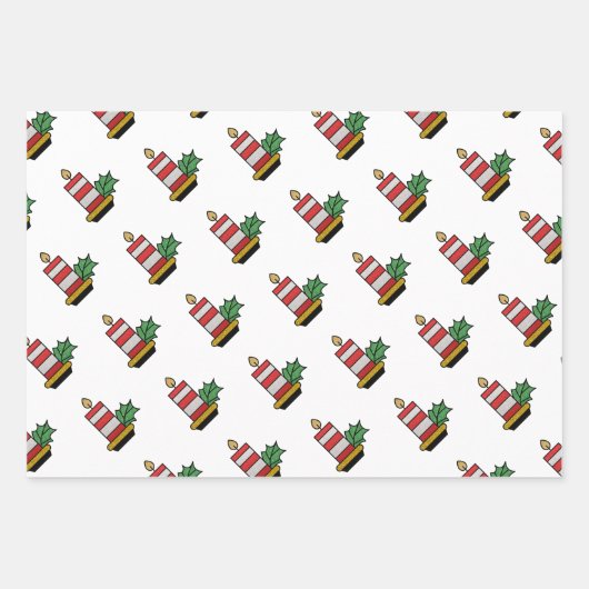 kerstFeestdagen Gold Stars Kandles Glitter Wrap Inpakpapier Vel (Voorkant)