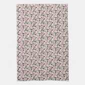 Kerstfeestdagen Hulst motief Roze Theedoek (Verticaal)