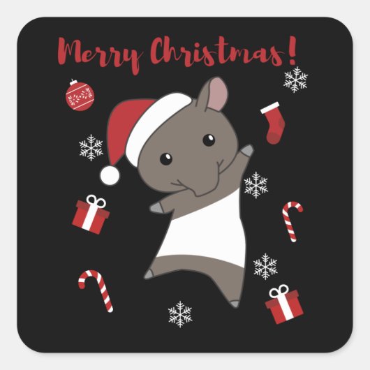 Kerstfeestdagen in Tapir Vierkante Sticker (Voorkant)