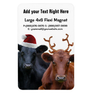 Kerstfeestdagen Koeien in Santa Hat en Antlers Magneet