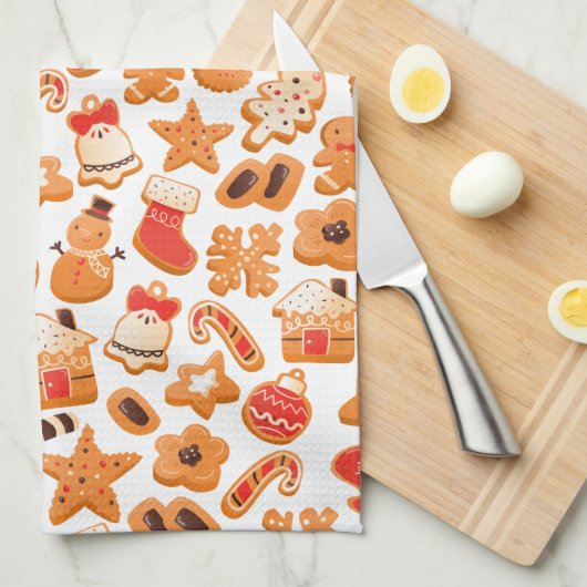 kerstfeestdagen koekjes met brood theedoek (Quarter Fold)