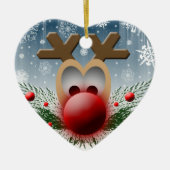 Kerstfeestdagen met een echte rendieren keramisch ornament (Voorkant)