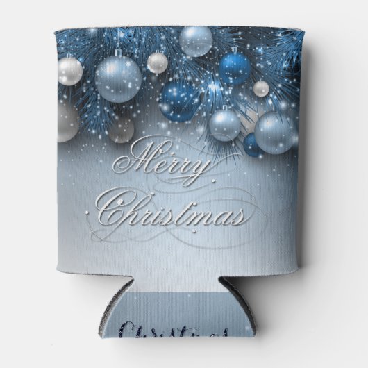 Kerstfeestdagen - Ornamenten met blauwe ogen Blikjeskoeler (Voorkant)