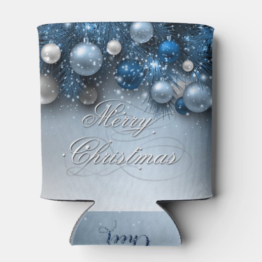 Kerstfeestdagen - Ornamenten met blauwe ogen Blikjeskoeler (Achterkant)