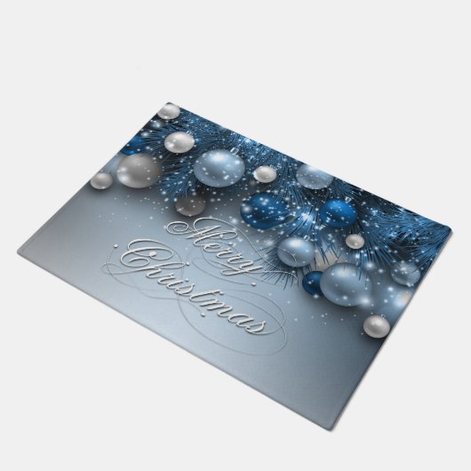 Kerstfeestdagen - Ornamenten met blauwe ogen Deurmat (Schuin)