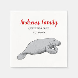  kerstfeestdagen voor Manatee Drawing Servet