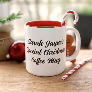 kerstfeestelijke kronkel moderne typografie tweekleurige koffiemok