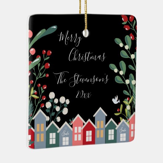 kerstfeestelijke naam Floral Keramisch Ornament (Rechts)