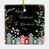 kerstfeestelijke naam Floral Keramisch Ornament (Voorkant)