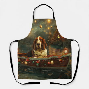 Kerstfeestelijke reis van de Basset Hound Schort