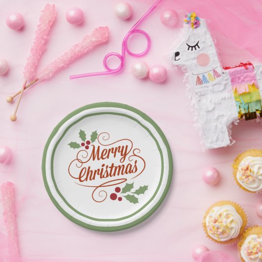 kerstfeestelijke typografie Word Art Papieren Bordje (Feest)