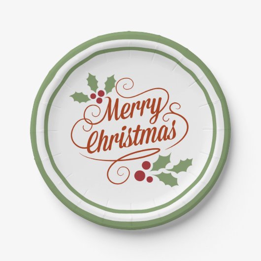 kerstfeestelijke typografie Word Art Papieren Bordje (Voorkant)