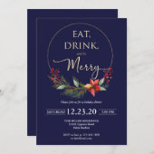 Kerstfeestelijke uitnodiging Drink eet Merry (Voorkant / Achterkant)