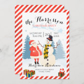 kerstfeestelijke uitnodiging met santa en sneeuwma (Voorkant / Achterkant)