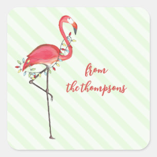 kerstfeestelijke verklikkerlichten van Flamingo Cl Vierkante Sticker