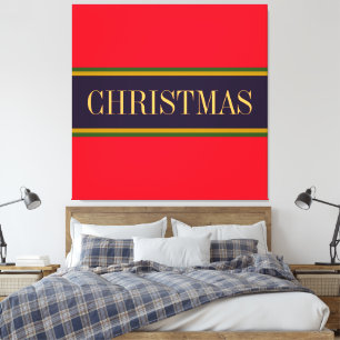 KERSTFEESTELIJKE Vette Helderrode Paarse Strepen Canvas Afdruk