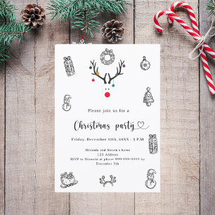 Kerstfeestfeest moderne grappige rendierdoodles kaart