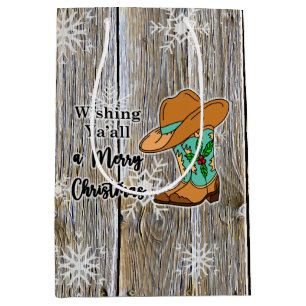 Kerstfeestjes Cowboy Boots en Pet Snowflakes Medium Cadeauzakje