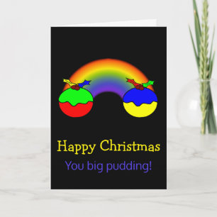 kerstfeestjes en regenboogkerstHumor Feestdagen Kaart