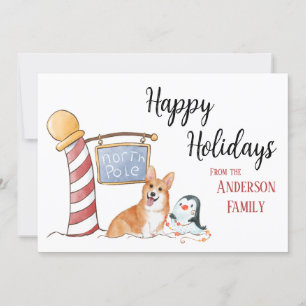 kerstfeestkaart op de Noordpool Corgi Bedankkaart