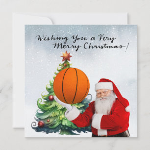 Kerstfeestkaart voor Basketball met kerstcadeaubon Feestdagenkaart