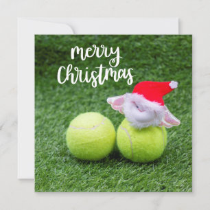 Kerstfeestkaart voor Tennis met bal en kerstman