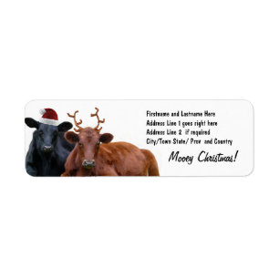 Kerstfeestkoeien in Santa Hat en Antlers Etiket
