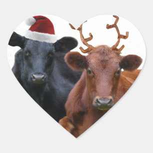 Kerstfeestkoeien in Santa Hat en Antlers Hart Sticker
