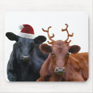Kerstfeestkoeien in Santa Hat en Antlers Muismat