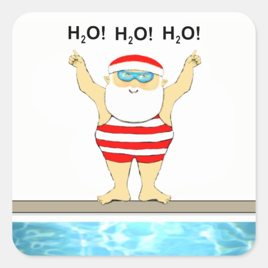 Kerstfeestlabels zwemmen vierkante sticker (Voorkant)