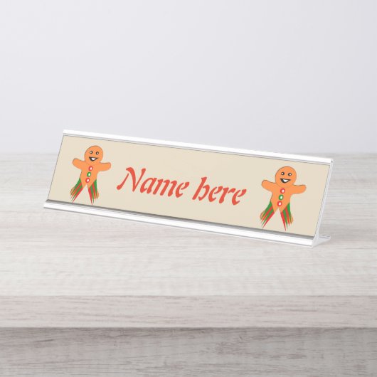 kerstfeestman op maat bureau naambordje (Voorkant)