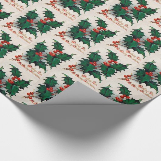  kerstfeestomslag Holly Berry Cadeaupapier (Hoek)