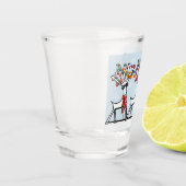 kerstfeestrendieren met sneeuwvlokken shot glas (Links)