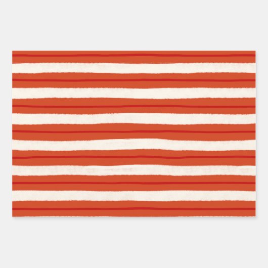 Kerstfeeststrepen, getextureerd in rood en wit inpakpapier vel (Voorkant 2)