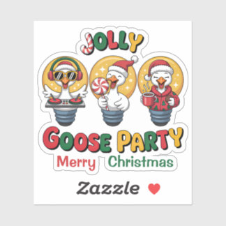 Kerstfeesttrui voor Jolly Goose-feest DJ & Snoepgo Sticker