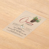 KERSTFEESTUITNODIGING, DENNENBOON & SNOEPRIET ACRYL UITNODIGINGEN (Laagn)