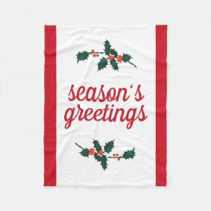 kerstfeestvieren Holly Berries Seizoensgroeten Fleece Deken