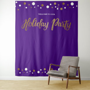 Kerstfeestviering Bedrijfs Goud achtergrond Wandkleed