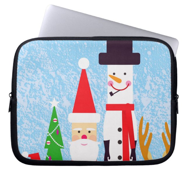 kerstfiguren laptop sleeve (Voorkant)