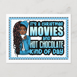 Kerstfilm Hot Chocolade Zwart Melanine Vrouwen Feestdagenkaart