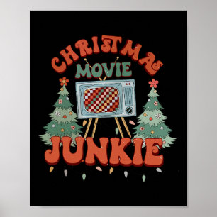 Kerstfilm Junkie Retro Kerstboom Chrism Poster