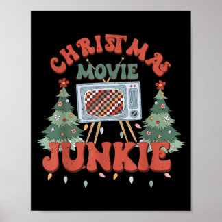 Kerstfilm junkie retro kerstboom poster