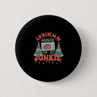 Kerstfilm junkie retro kerstboom ronde button 5,7 cm