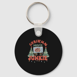 Kerstfilm junkie retro kerstboom sleutelhanger