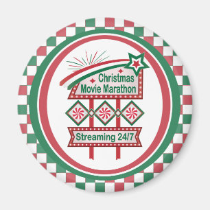 Kerstfilm Marathon Retro Marquee Feestelijk Magneet