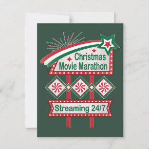 Kerstfilm-marathon Retro Marquee Festiviteiten Briefkaart