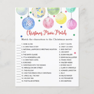 Kerstfilm Match Game Kaart Flyer